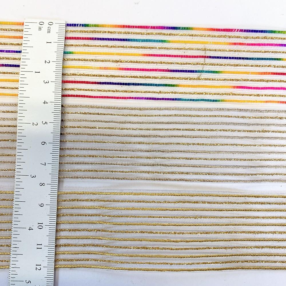 38 mm Sheer Ribbon with 5 line Glitter Shiny Metallic Thread, view 2