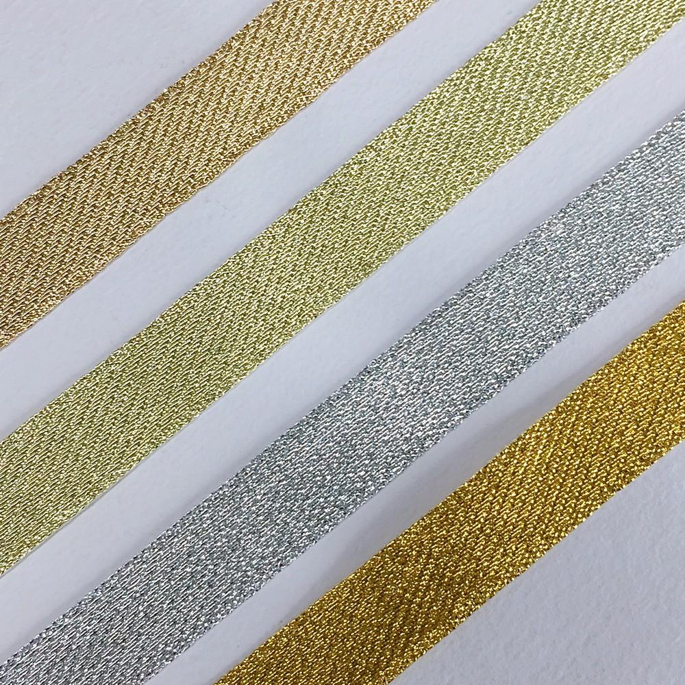 15 mm Metallic Glitter Twill Weave Ribbon, view 2