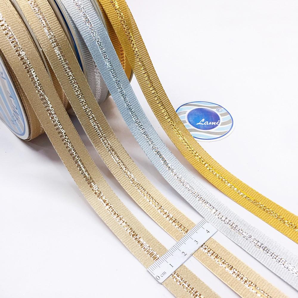 15mm Elegant Metallic Center-Stripe Decorative Ribbons, view 1