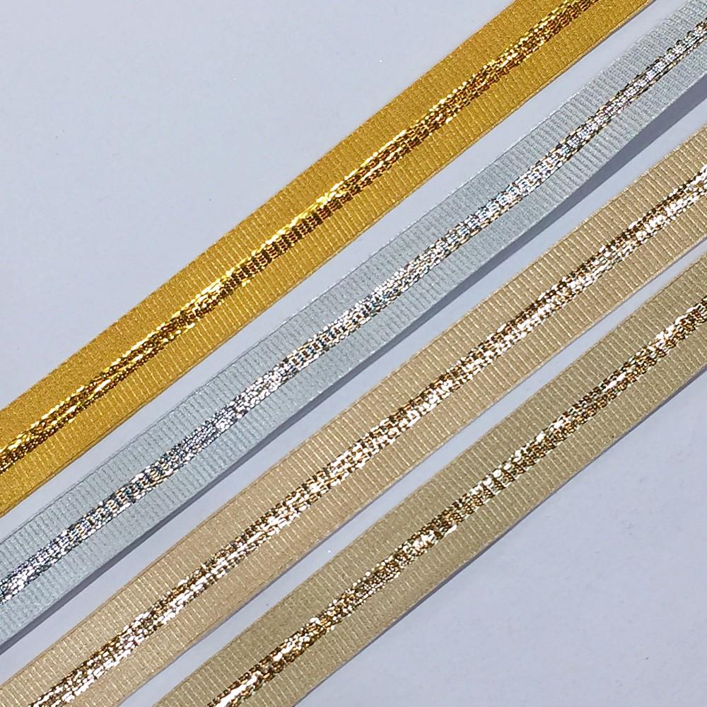 15mm Elegant Metallic Center-Stripe Decorative Ribbons, view 3