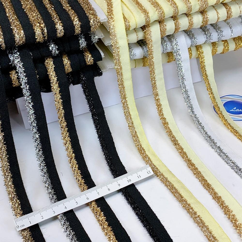 14 mm Fancy Colorful Metallic Fur Piping Lace, view 1