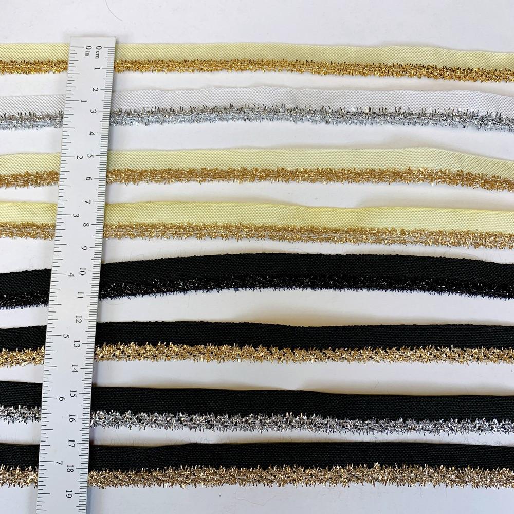 14 mm Fancy Colorful Metallic Fur Piping Lace, view 2