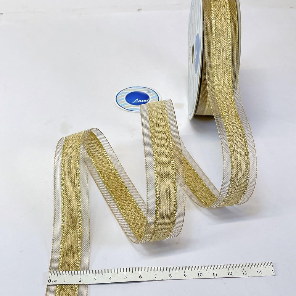 25mm Elegant Metallic Center-Stripe Decorative Ribbons, view 1