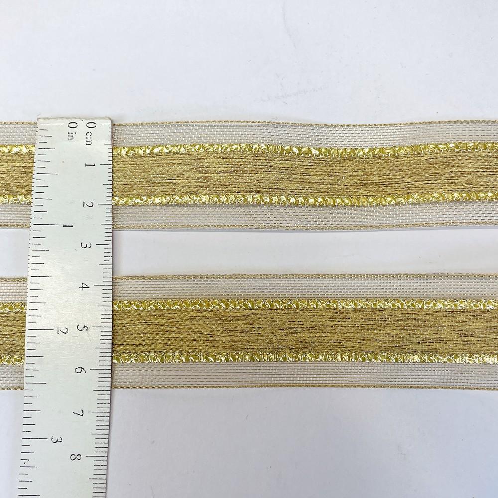 25mm Elegant Metallic Center-Stripe Decorative Ribbons, view 2