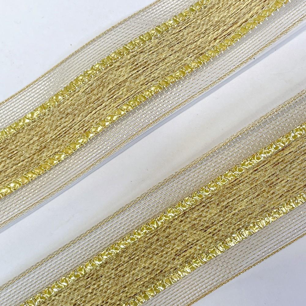 25mm Elegant Metallic Center-Stripe Decorative Ribbons, view 3