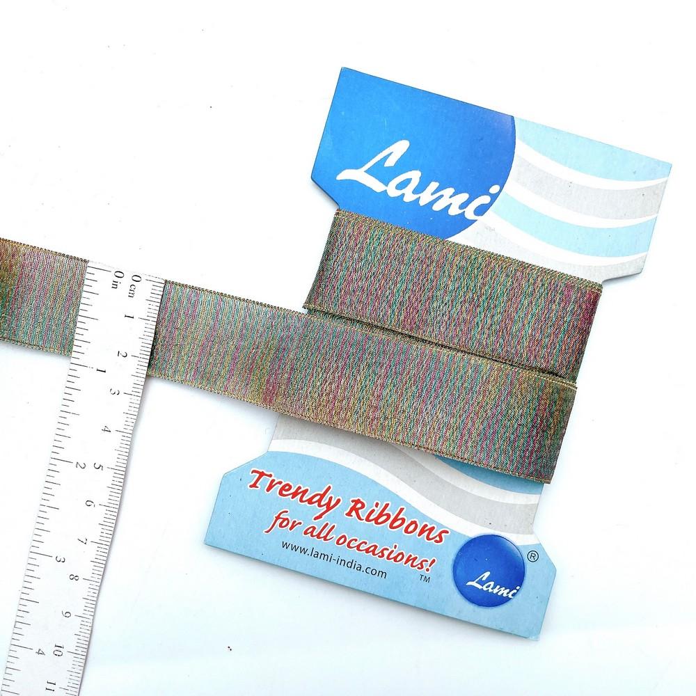 24mm Rainbow Metallic Striped Multicolor Trim for Crafting and Gift Packaging, view 1
