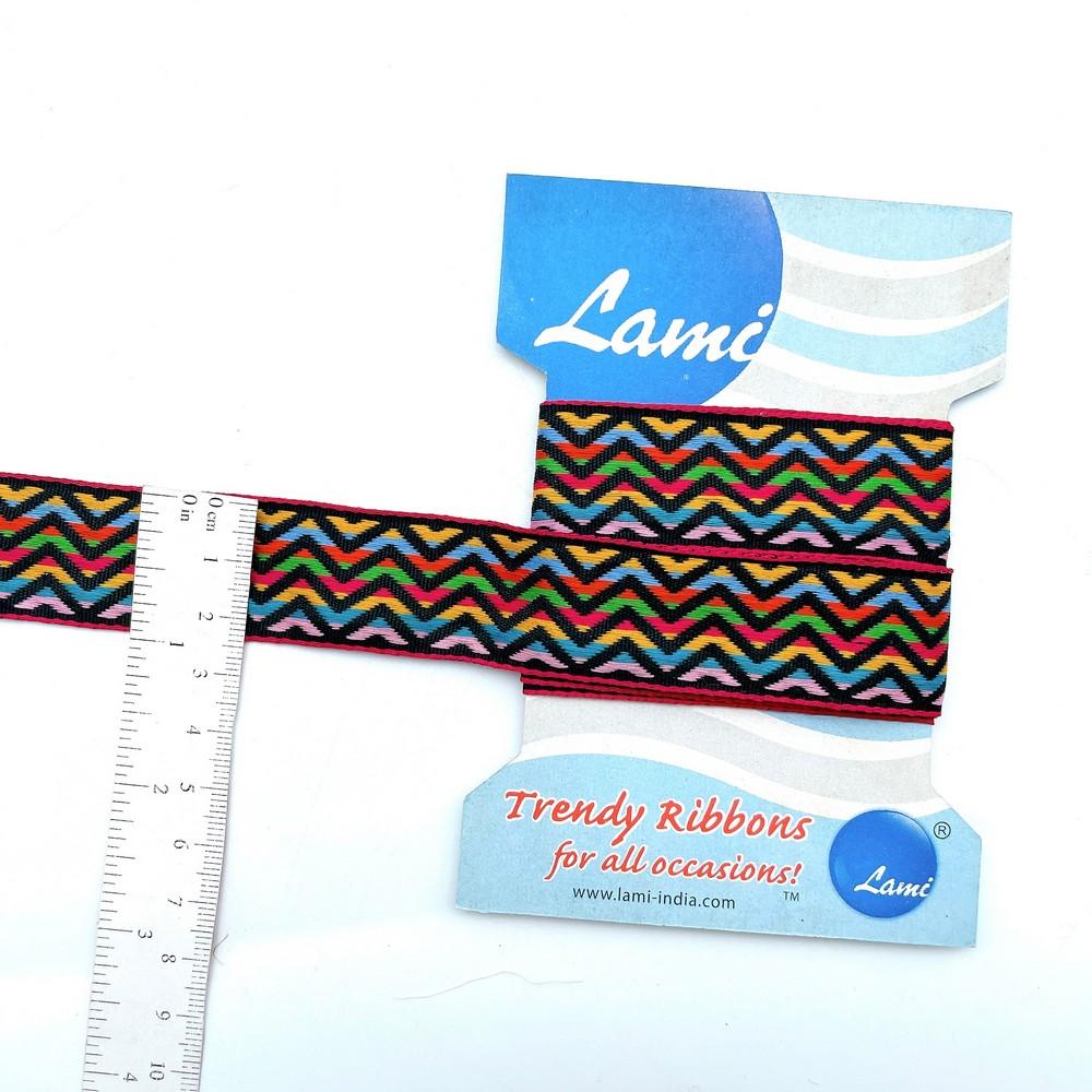 24mm Zig-Zag Pattern Jacquard Decorative Trim for Sewing and Decoration, view 1