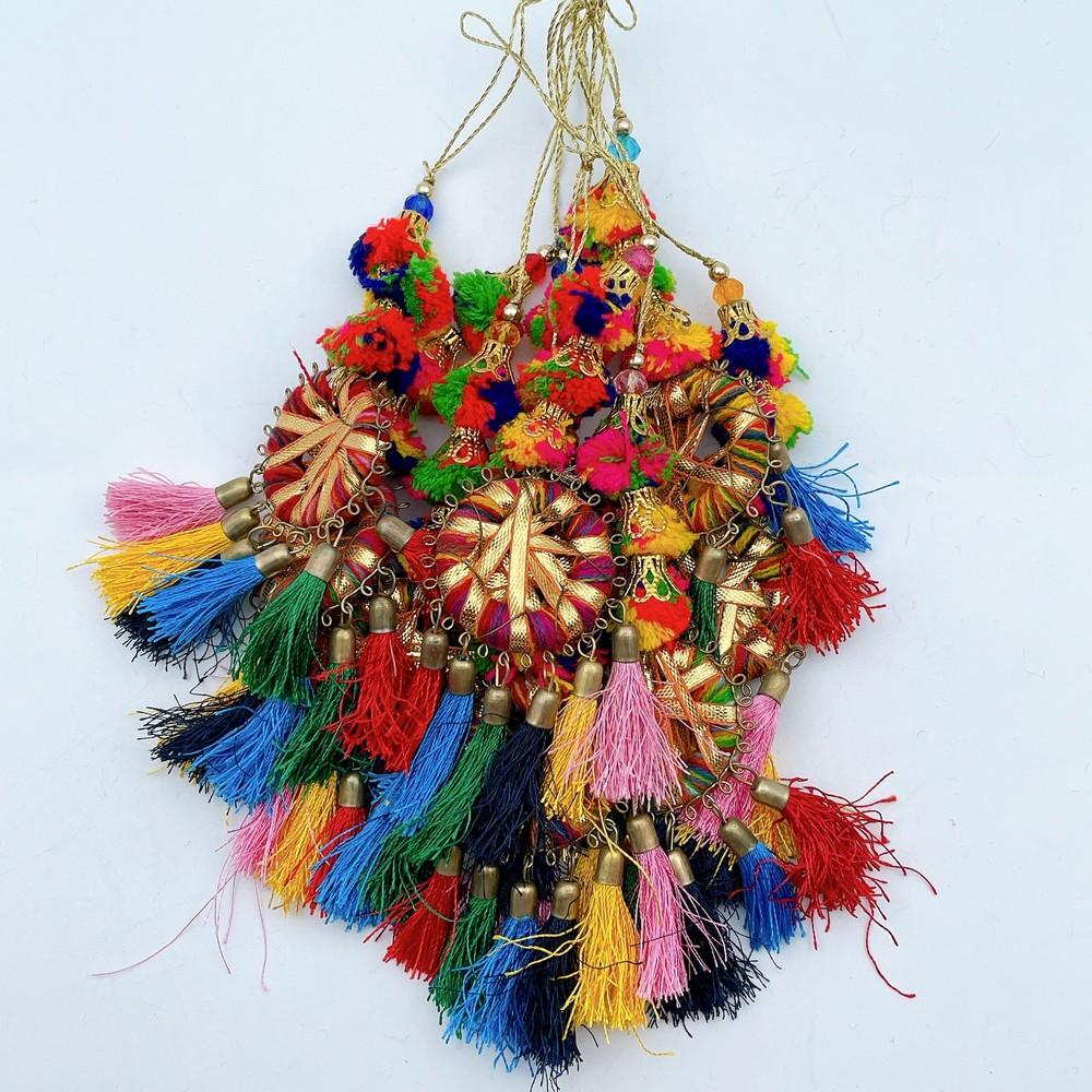 Pom-Pom Latkan with Golden Accents (Pack of 02), view 2