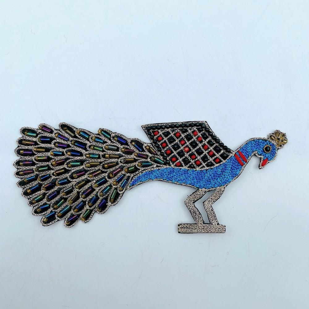 Embroidered and Stone Work Peacock Patches (Pack of 2), view 1