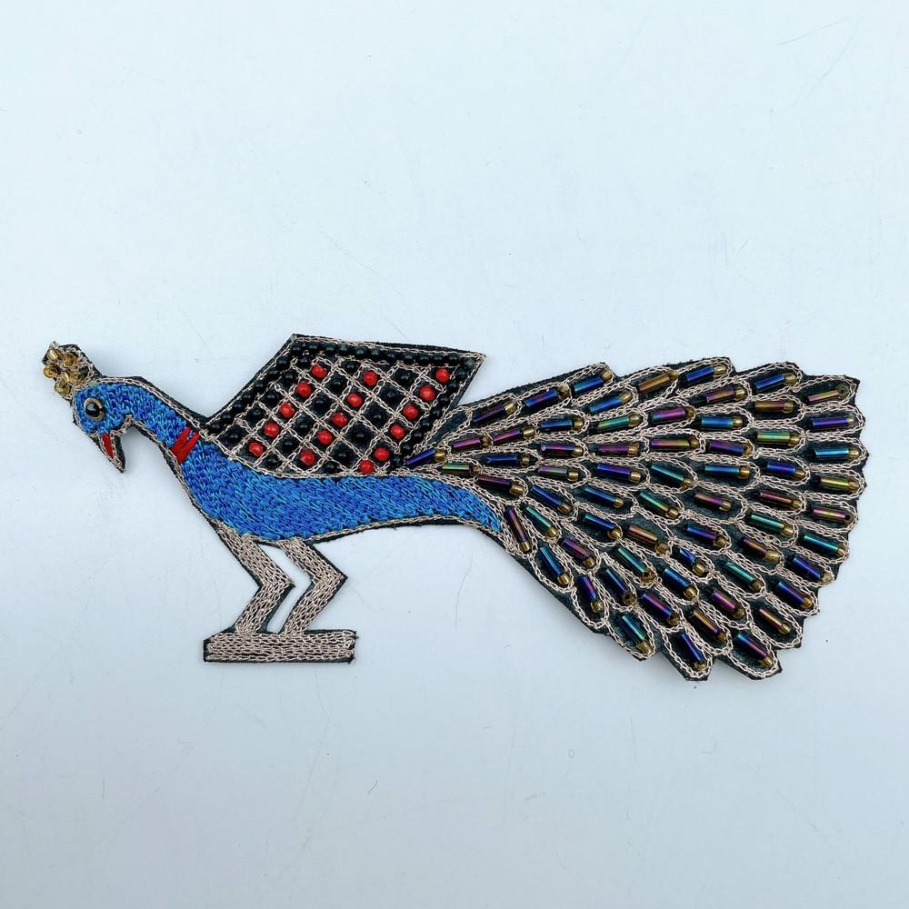 Embroidered and Stone Work Peacock Patches (Pack of 2), view 2