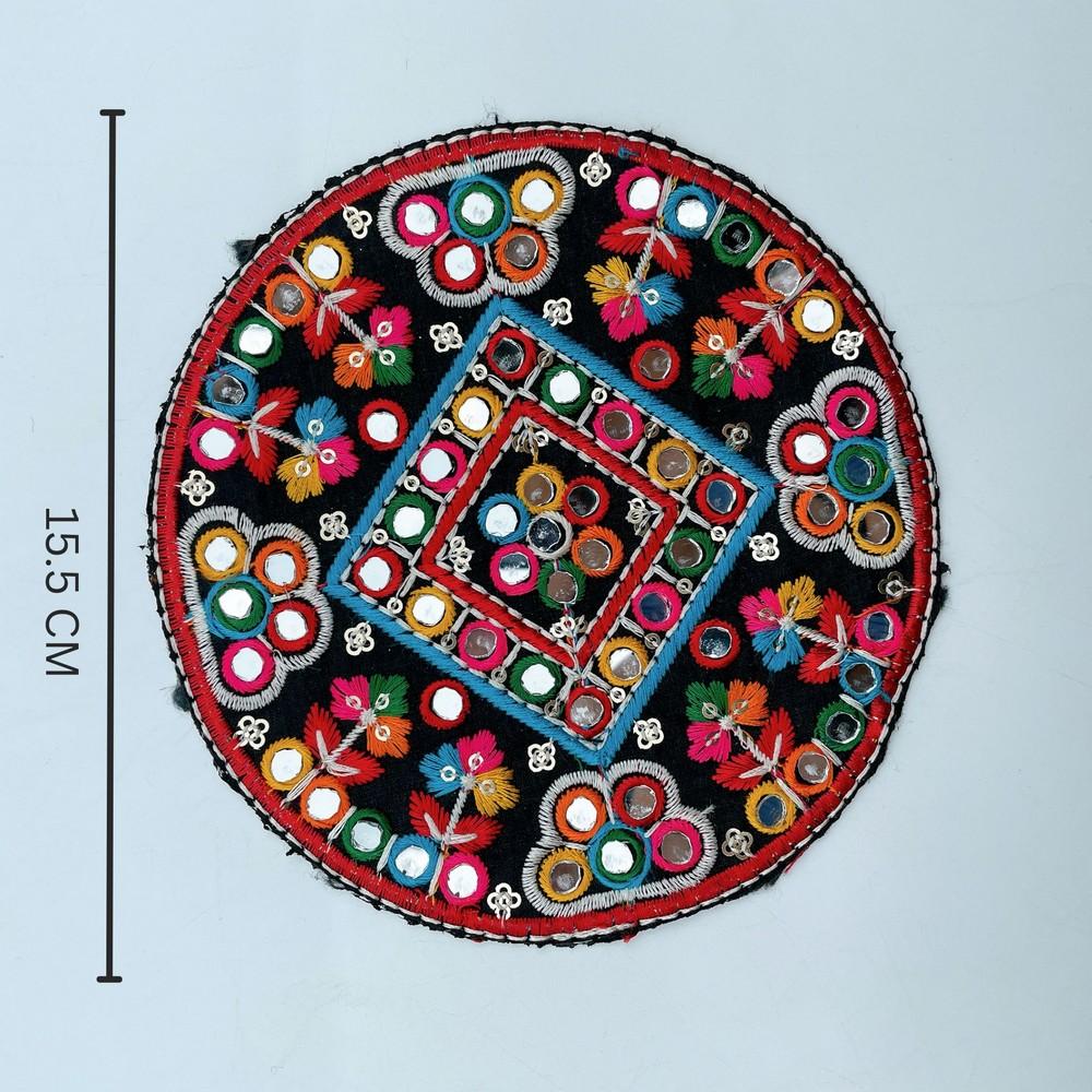 Round Multicolor Kutch Embroidery Patch (Pack of 02), view 1