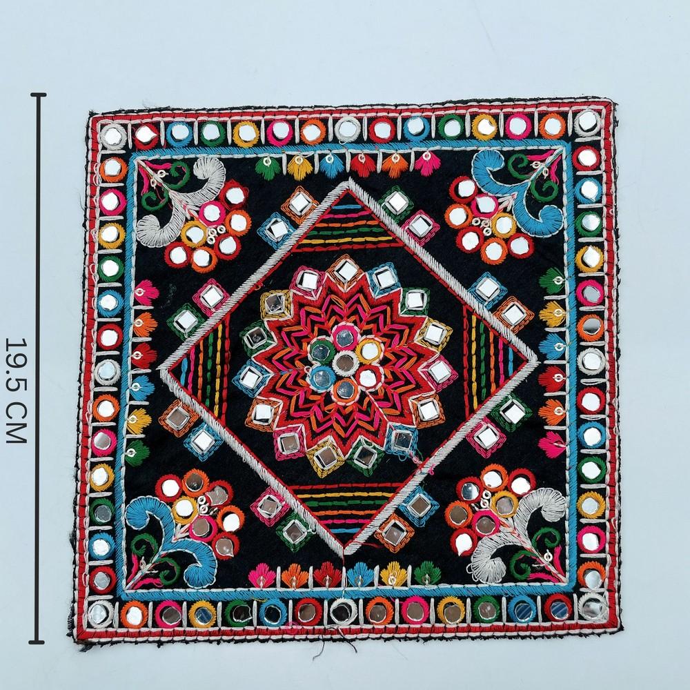 Floral Square Kutch Patch with Mirror Work (Pack of 02), view 1