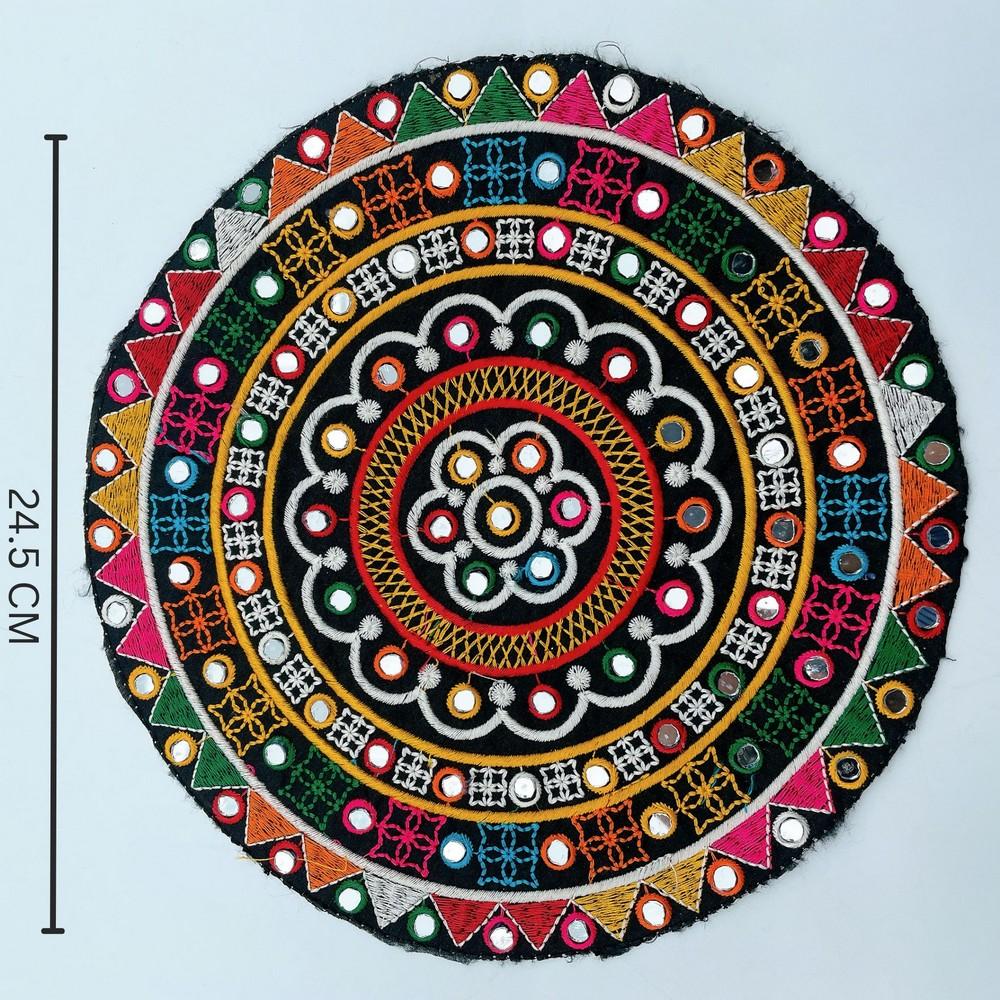 Round Kutch Patch with Colorful Mirror Embroidery (Pack of 02), view 1