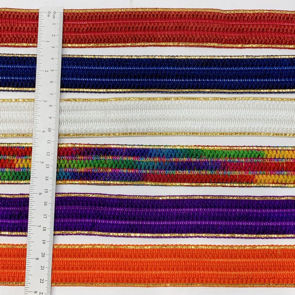 30mm Designer Braided Ribbon Trim with Metallic Gold Edge, view 4