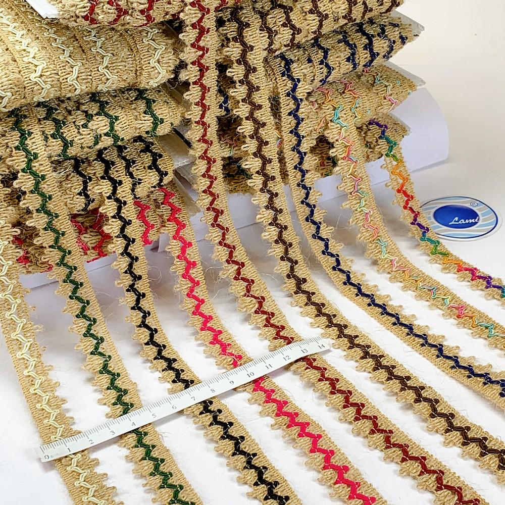 Lami 16 mm Designer Colorful Natural Jute Crochet Trims, view 1