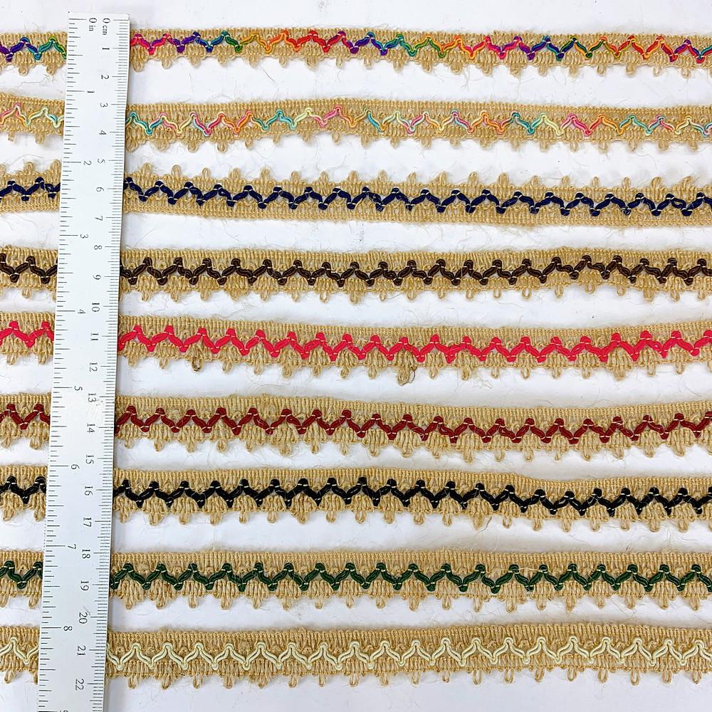 Lami 16 mm Designer Colorful Natural Jute Crochet Trims, view 2