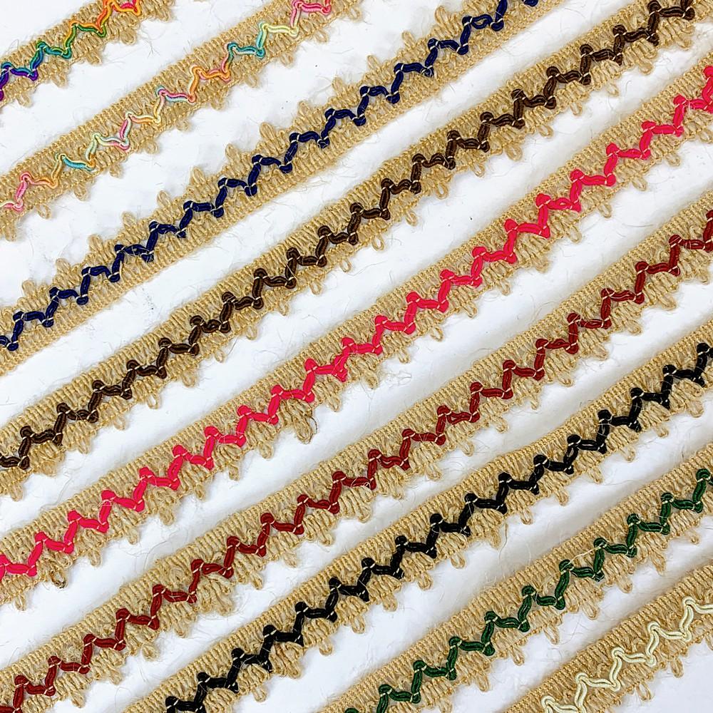 Lami 16 mm Designer Colorful Natural Jute Crochet Trims, view 3