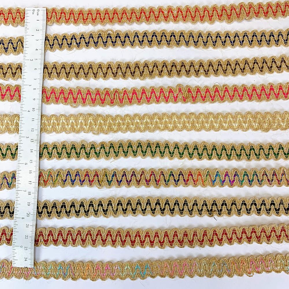 Lami 17 mm Designer Colorful Natural Jute Crochet Trims, view 2