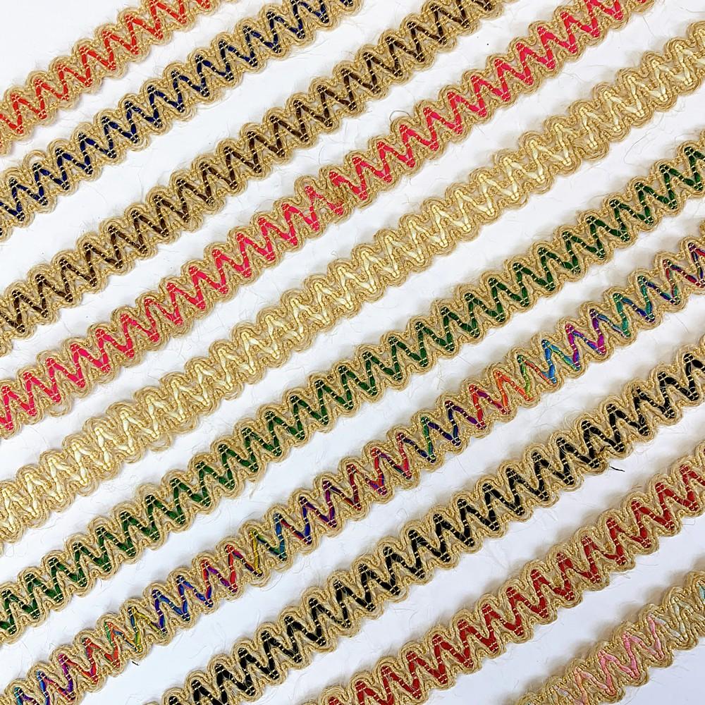 Lami 17 mm Designer Colorful Natural Jute Crochet Trims, view 3