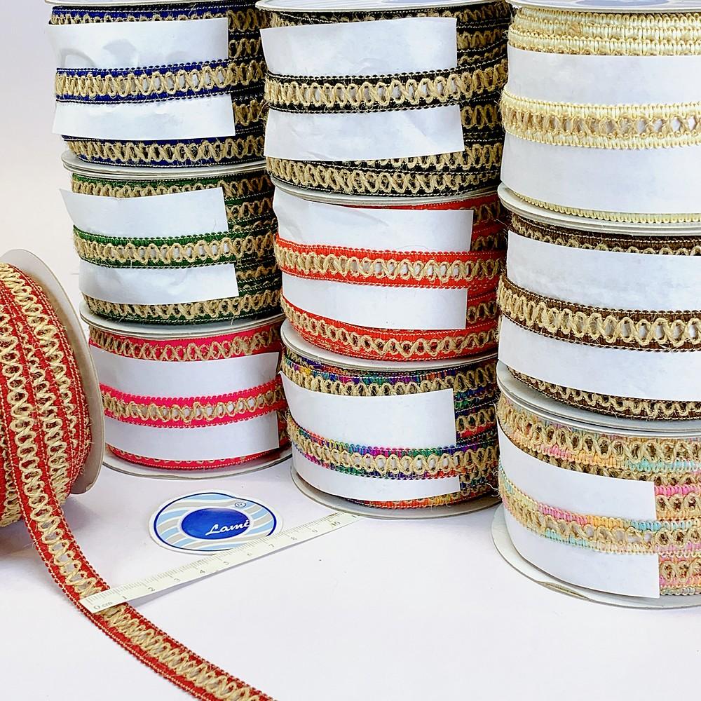 Lami 12 mm Designer Colorful Natural Jute Crochet Trims, view 1