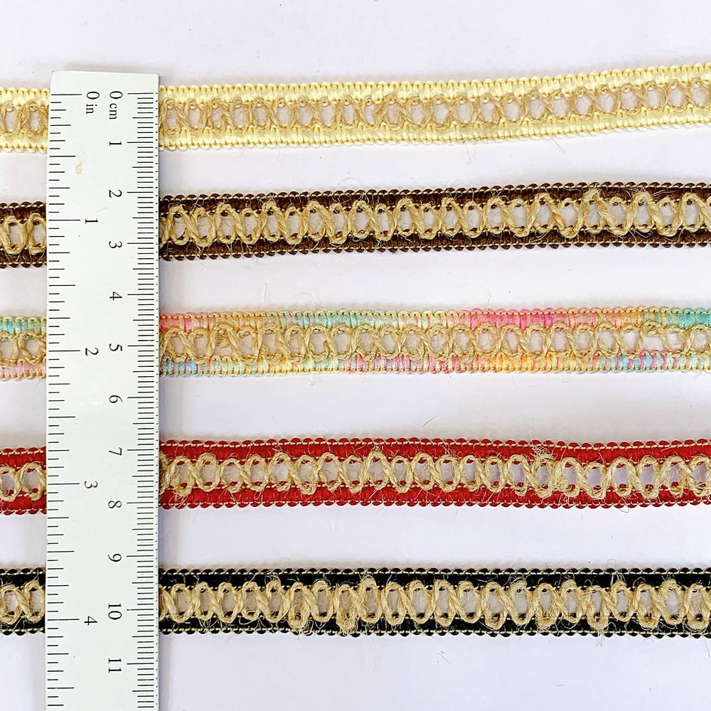 Lami 12 mm Designer Colorful Natural Jute Crochet Trims, view 2