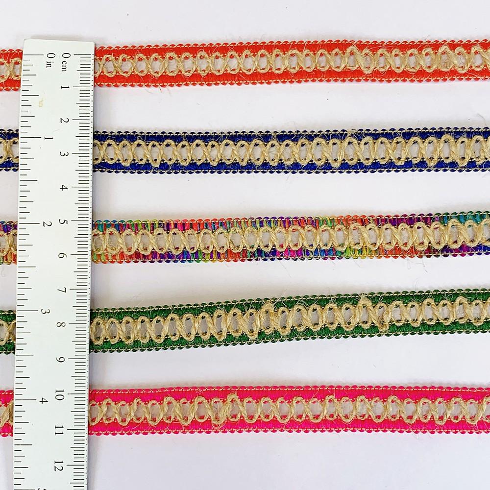 Lami 12 mm Designer Colorful Natural Jute Crochet Trims, view 3