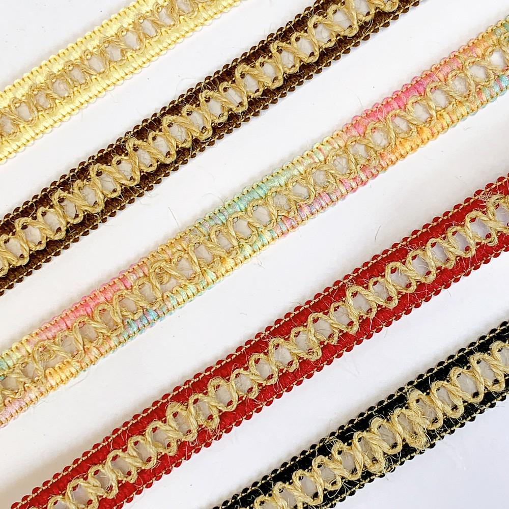 Lami 12 mm Designer Colorful Natural Jute Crochet Trims, view 4