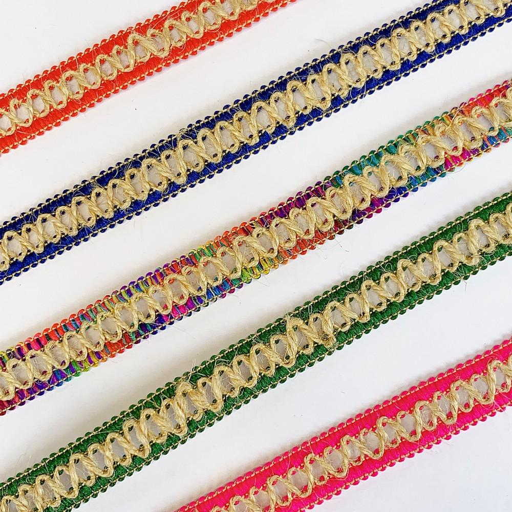 Lami 12 mm Designer Colorful Natural Jute Crochet Trims, view 5