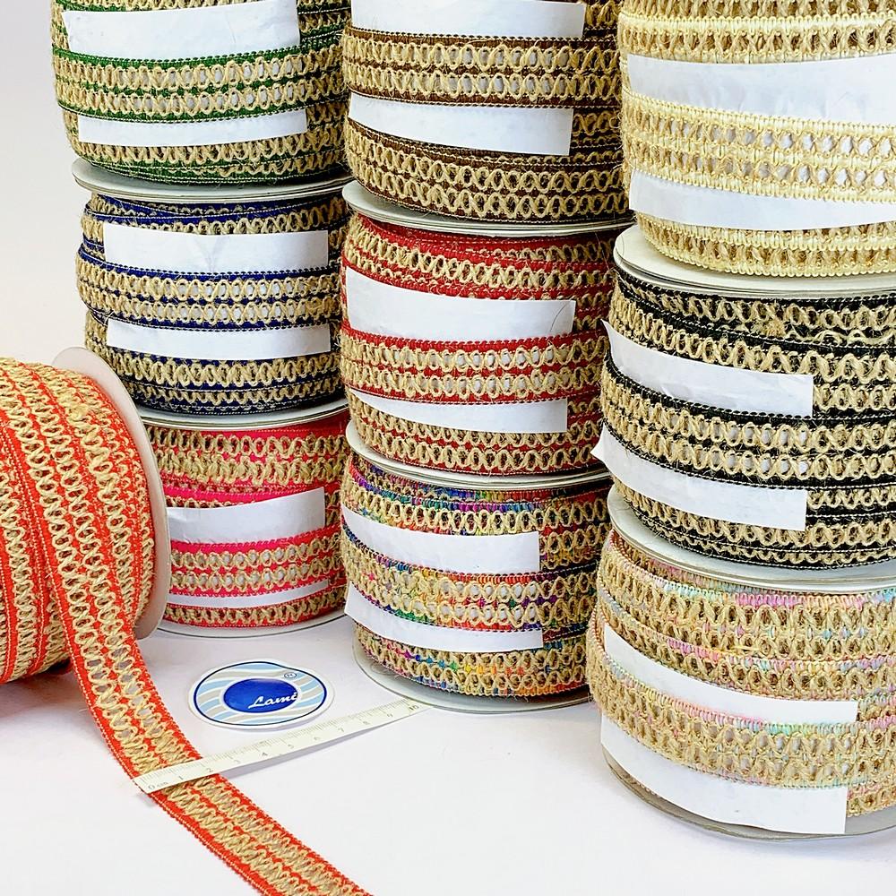 Lami 20mm Designer Colorful Natural Jute Crochet Trims, view 1