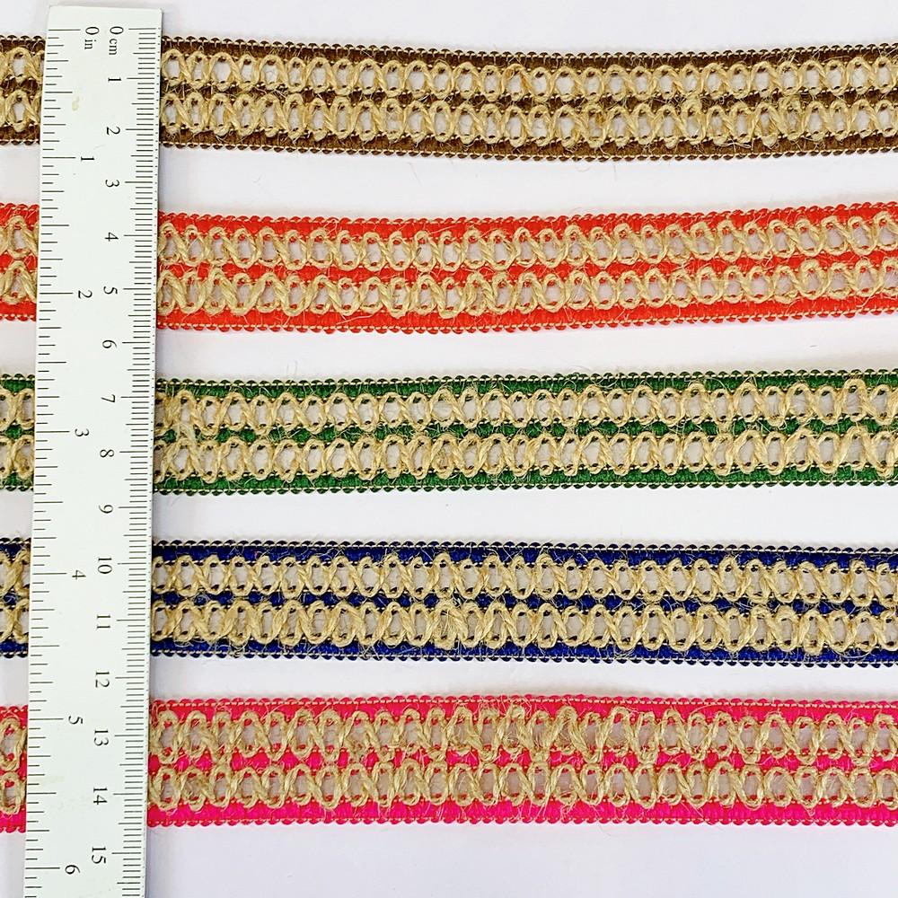 Lami 20mm Designer Colorful Natural Jute Crochet Trims, view 2