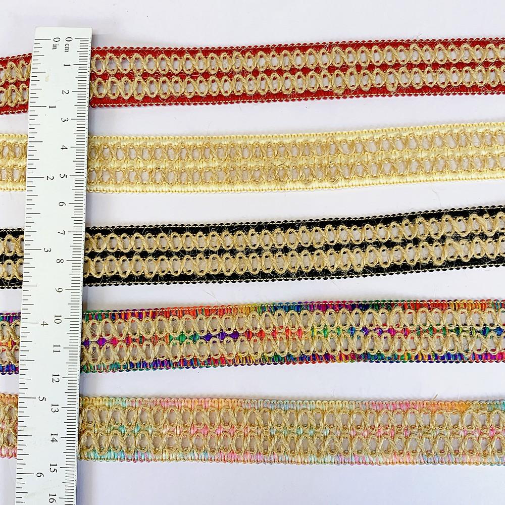 Lami 20mm Designer Colorful Natural Jute Crochet Trims, view 3
