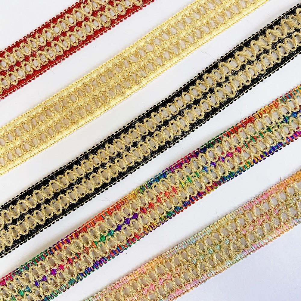 Lami 20mm Designer Colorful Natural Jute Crochet Trims, view 4
