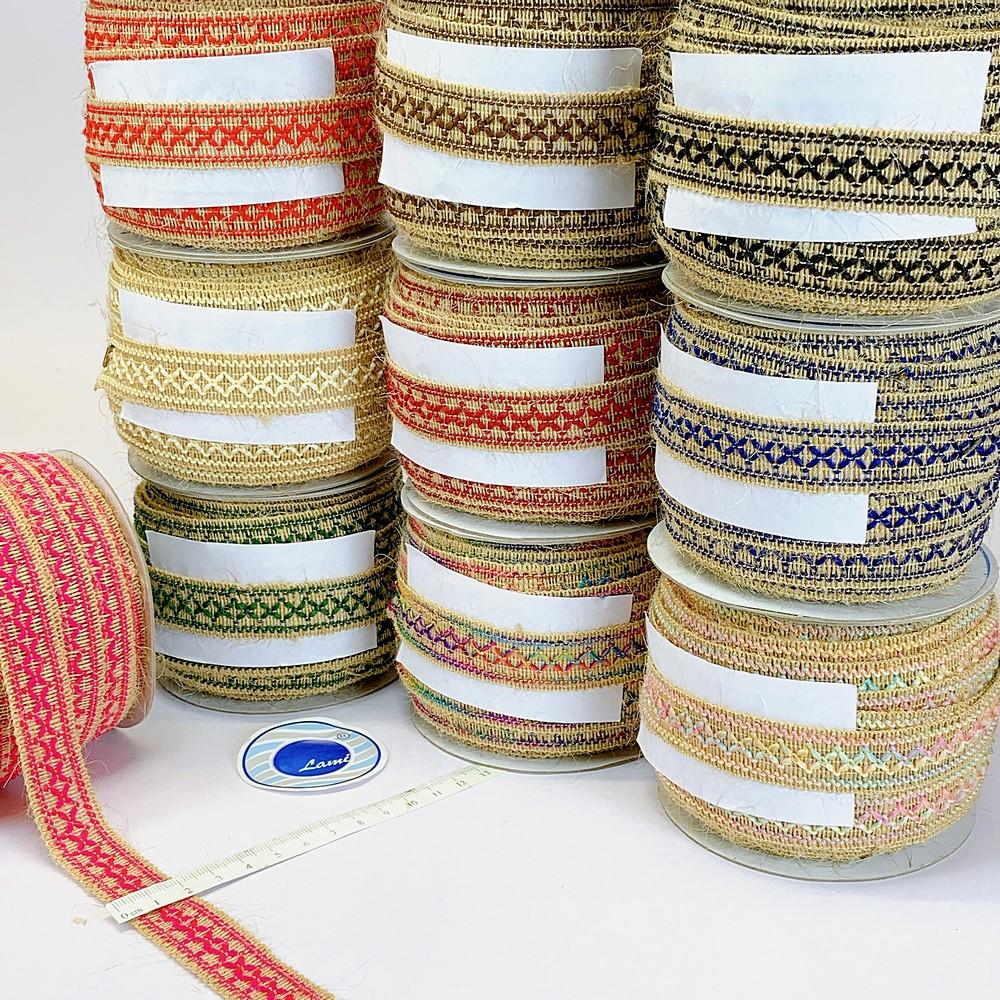 Lami 20mm Designer Colorful Natural Jute Crochet Trims, view 1