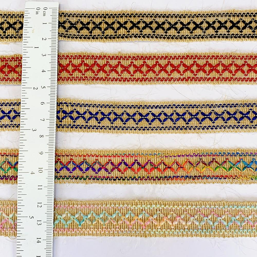 Lami 20mm Designer Colorful Natural Jute Crochet Trims, view 2