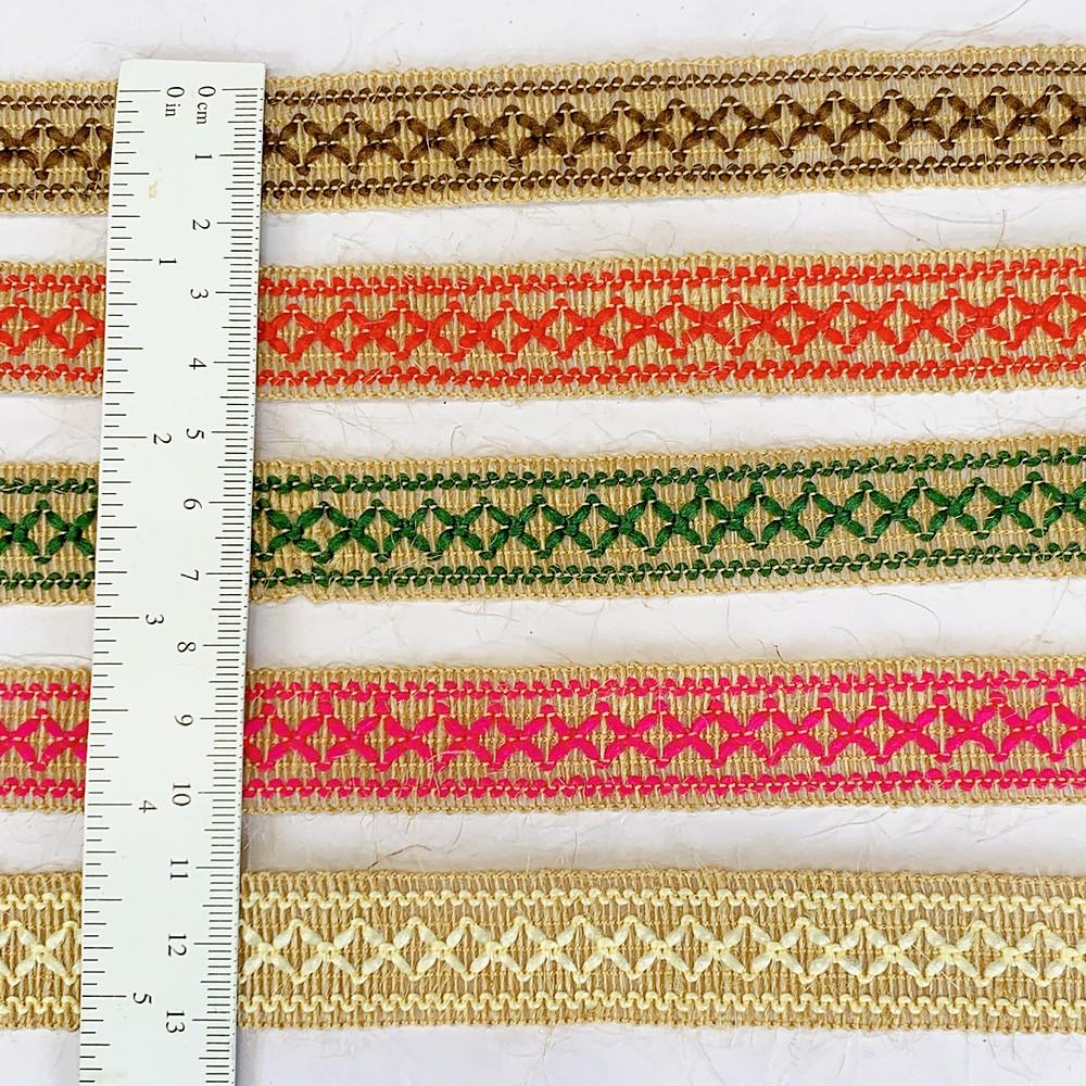 Lami 20mm Designer Colorful Natural Jute Crochet Trims, view 3