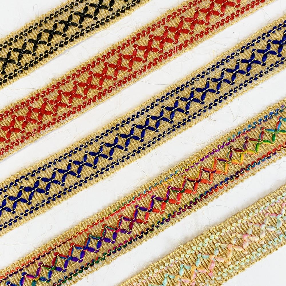 Lami 20mm Designer Colorful Natural Jute Crochet Trims, view 4