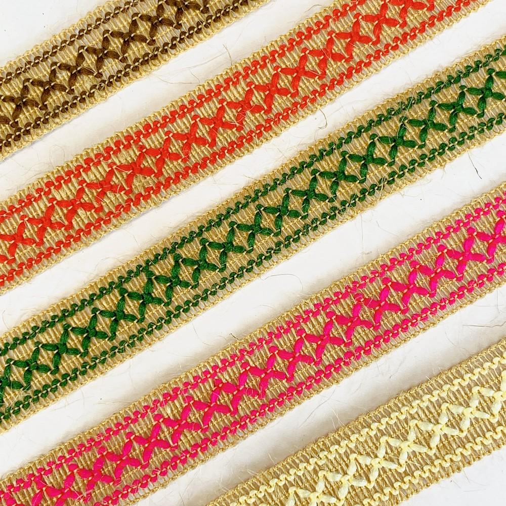 Lami 20mm Designer Colorful Natural Jute Crochet Trims, view 5