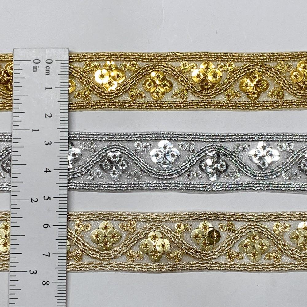 19mm Designer Embroidery Lace With Sequins And Dori Work, view 2