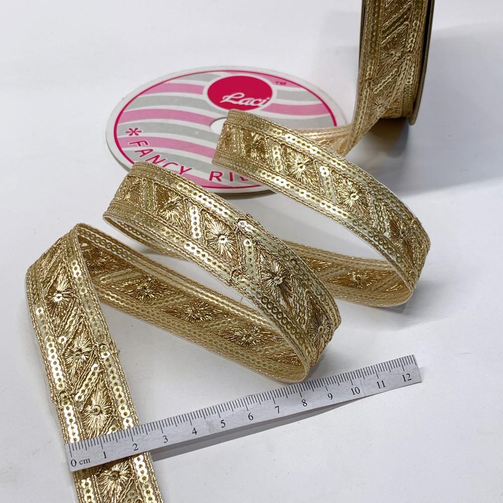 25mm Designer Embroidery Lace With Sequins And Dori Work, view 3