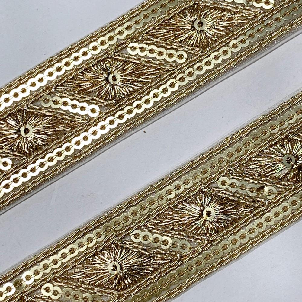 25mm Designer Embroidery Lace With Sequins And Dori Work, view 2