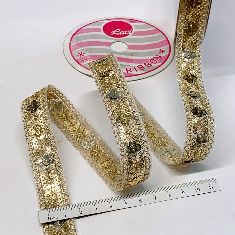 20mm Designer Embroidery Lace With Sequins And Dori Work, view 3
