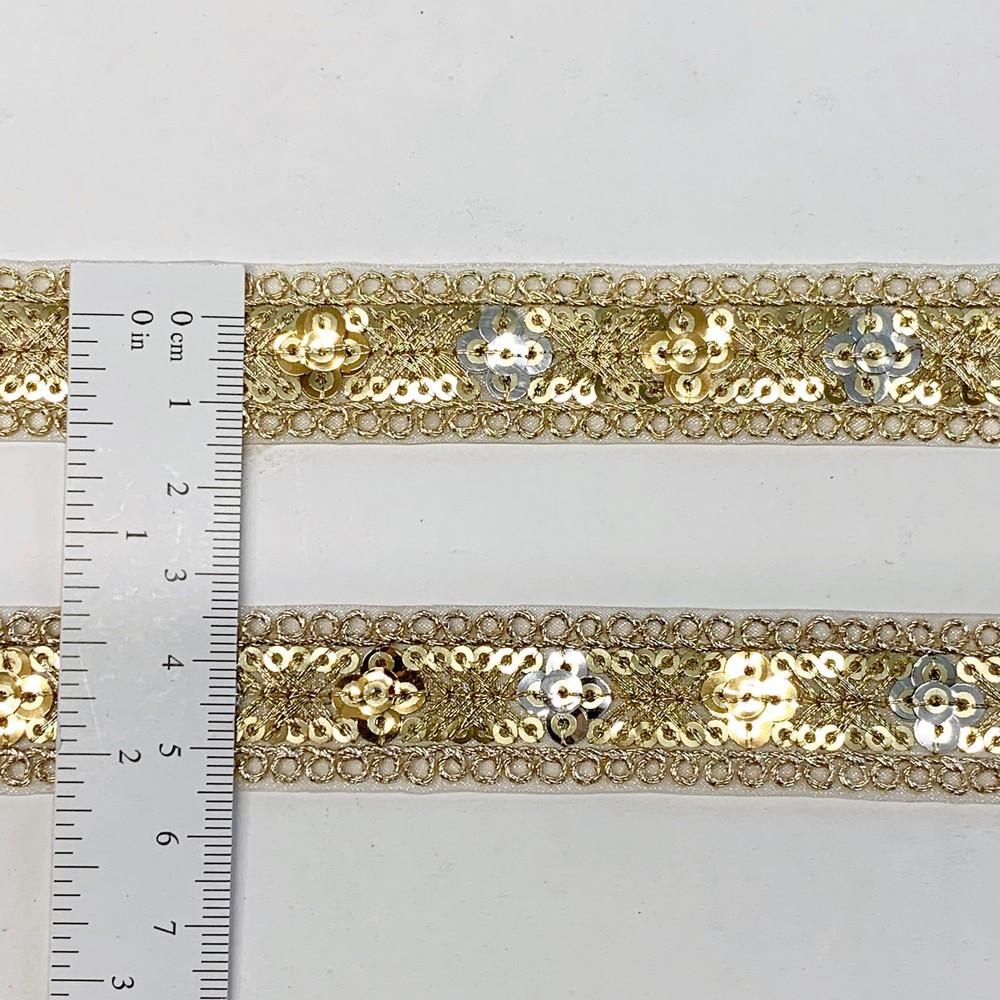 20mm Designer Embroidery Lace With Sequins And Dori Work, view 1
