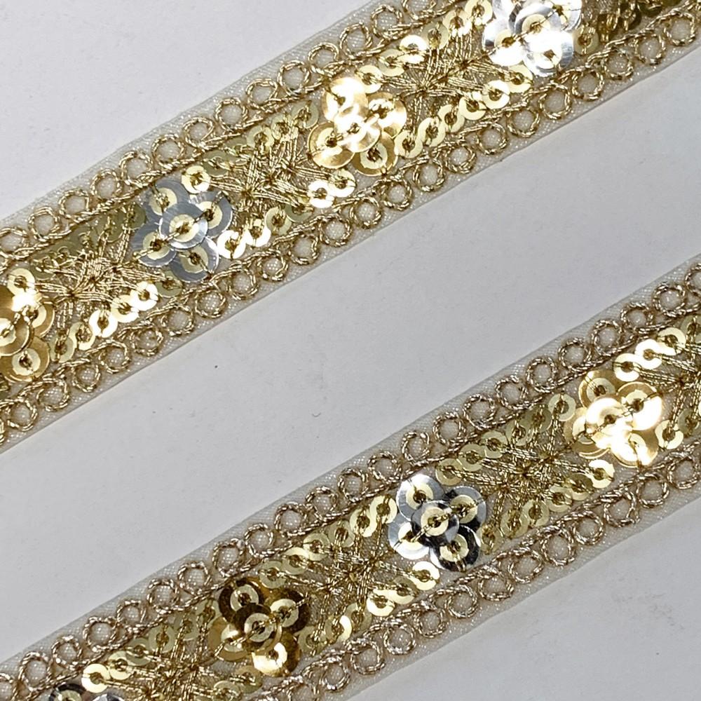 20mm Designer Embroidery Lace With Sequins And Dori Work, view 2