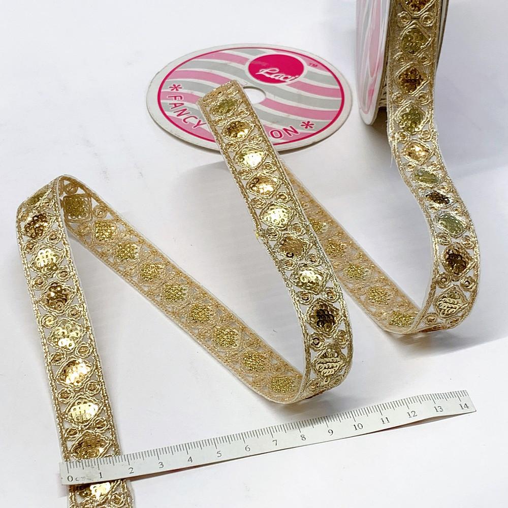 18mm Designer Embroidery Lace With Sequins And Dori Work, view 3