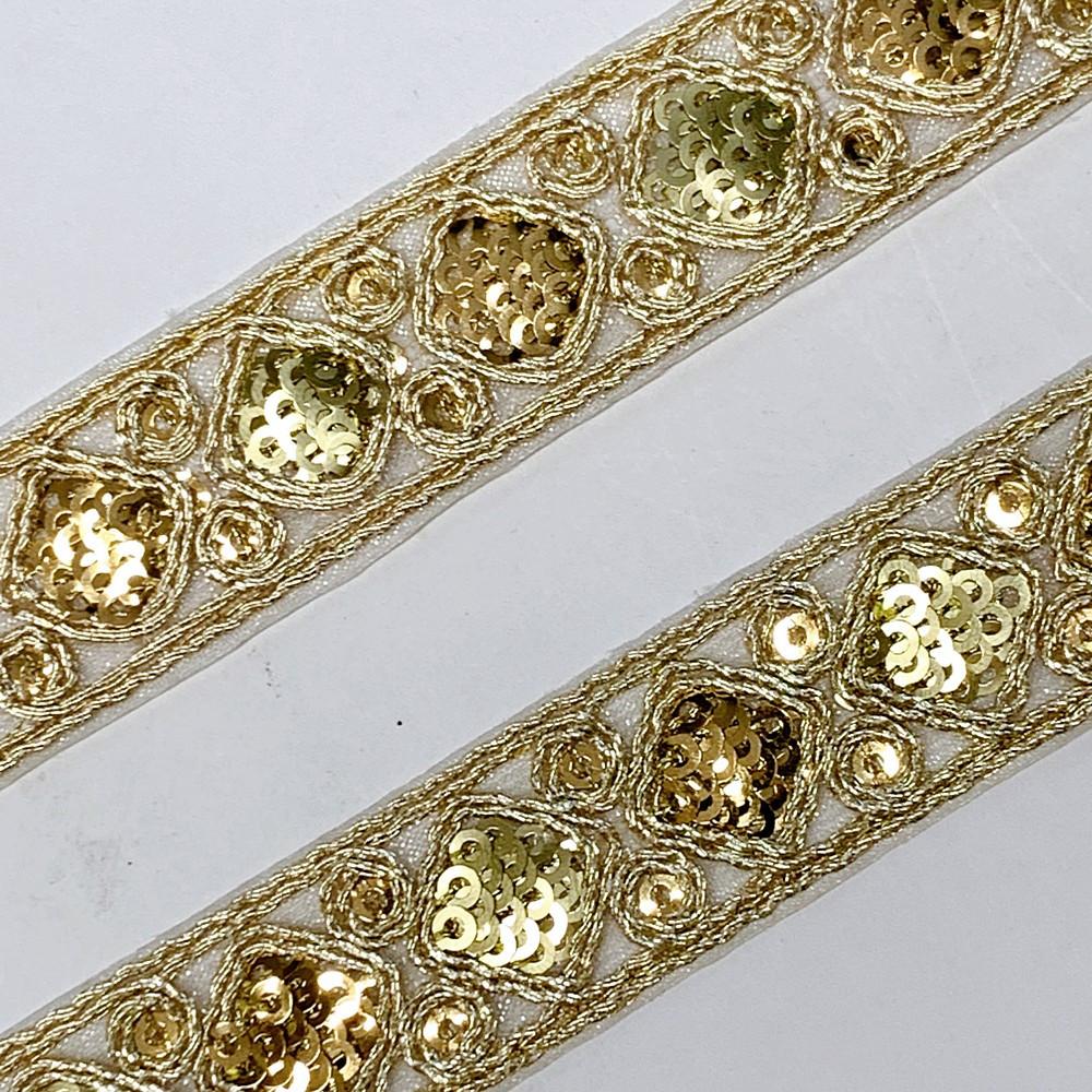 18mm Designer Embroidery Lace With Sequins And Dori Work, view 2