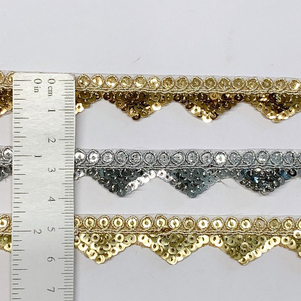 15mm Designer Cutwork Embroidery Lace With Sequins And Dori work, view 1