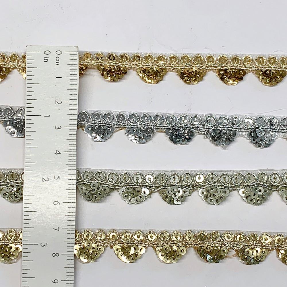 12mm Designer Cutwork Embroidery Lace With Sequins And Dori work, view 1