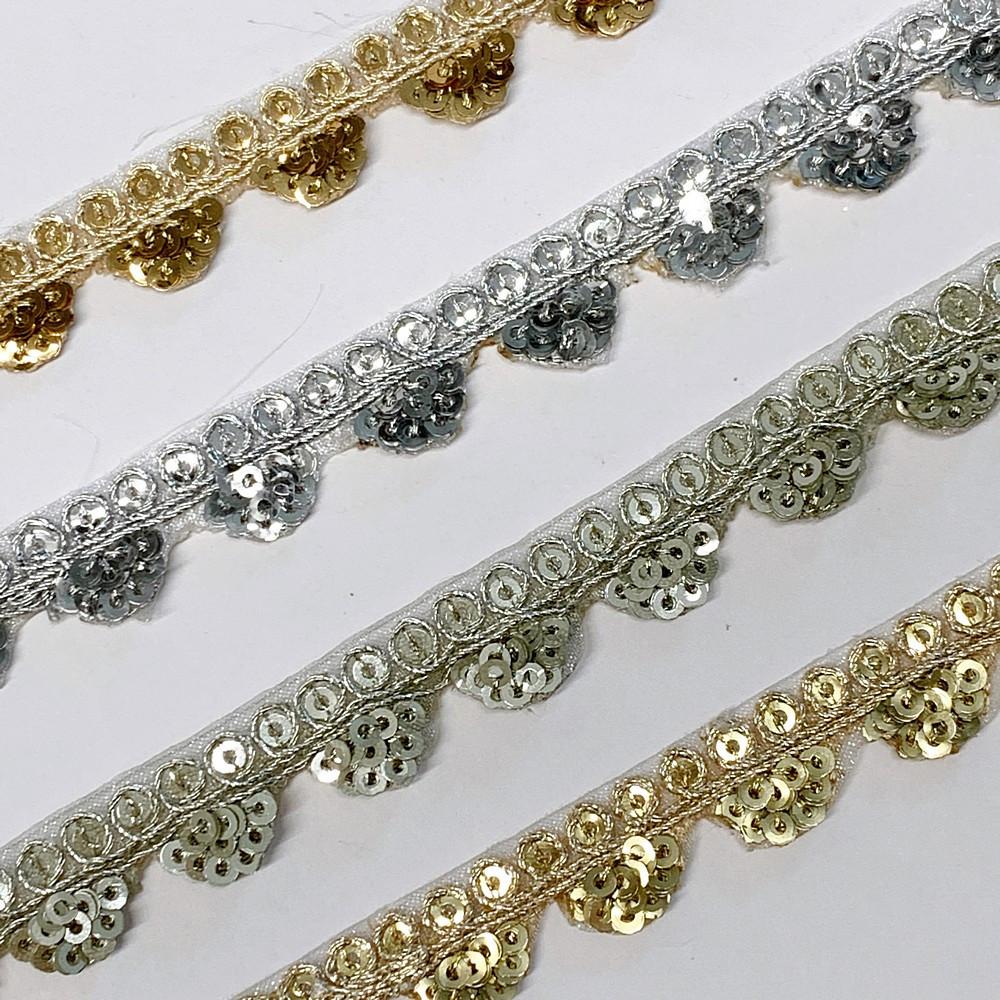 12mm Designer Cutwork Embroidery Lace With Sequins And Dori work, view 2