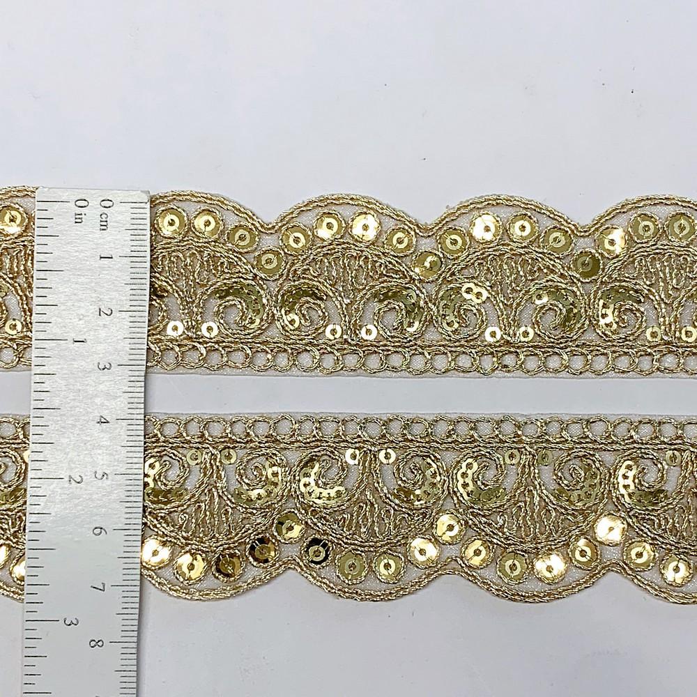 32mm Designer Cutwork Embroidery Lace With Sequins And Dori Work, view 1