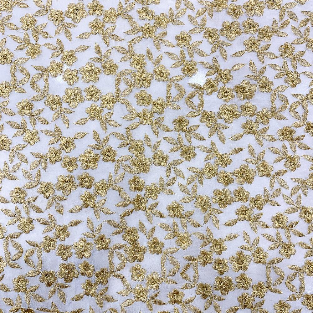 Golden Embroidery Work On Georgette Fabric, view 1